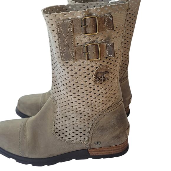 Sorel Major Pull On Tan Leather Boots Women's Size 8 - Picture 7 of 12